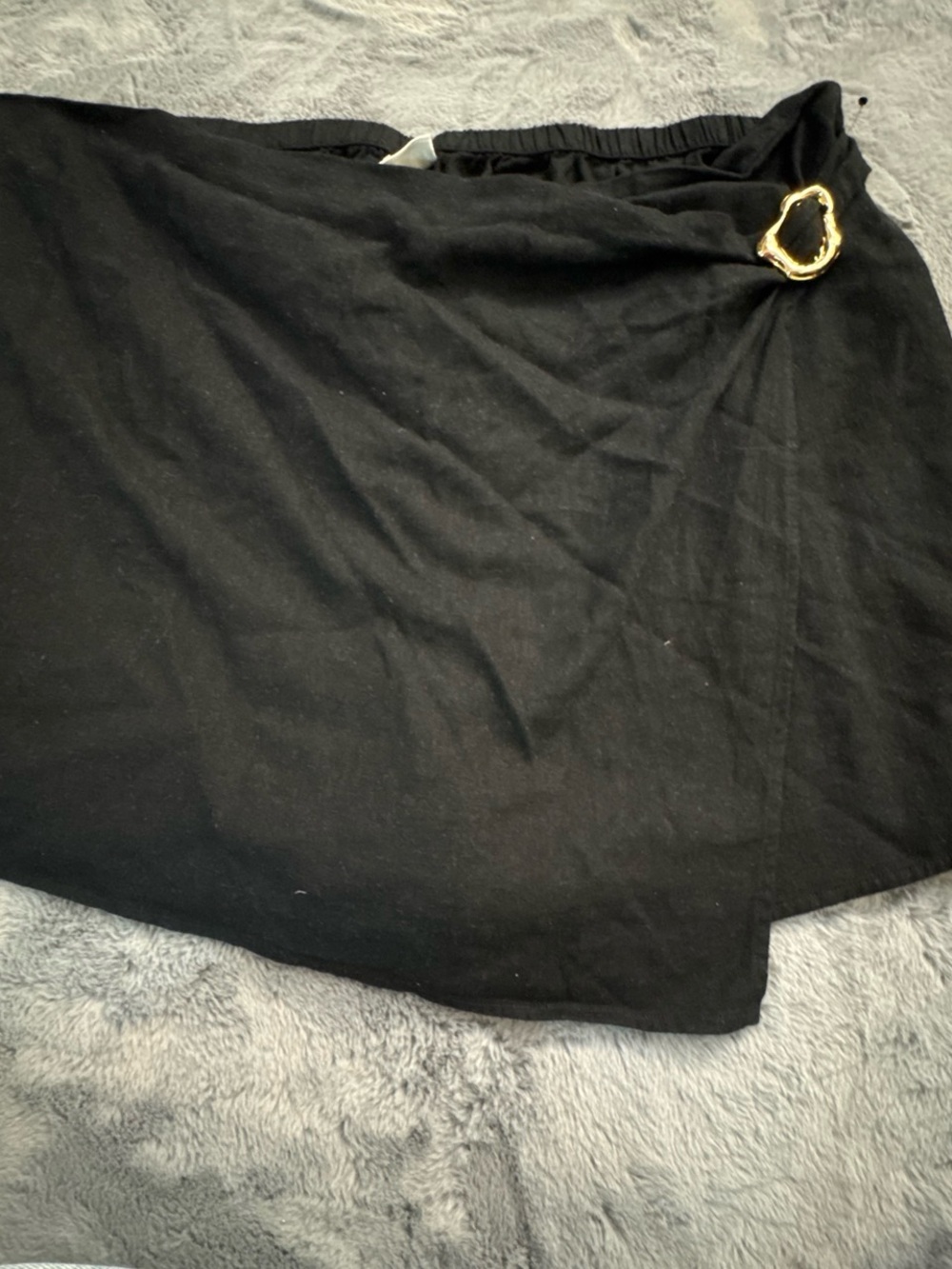 Ava & Viv Black Mini Wrap Skirt with Gold Buckle